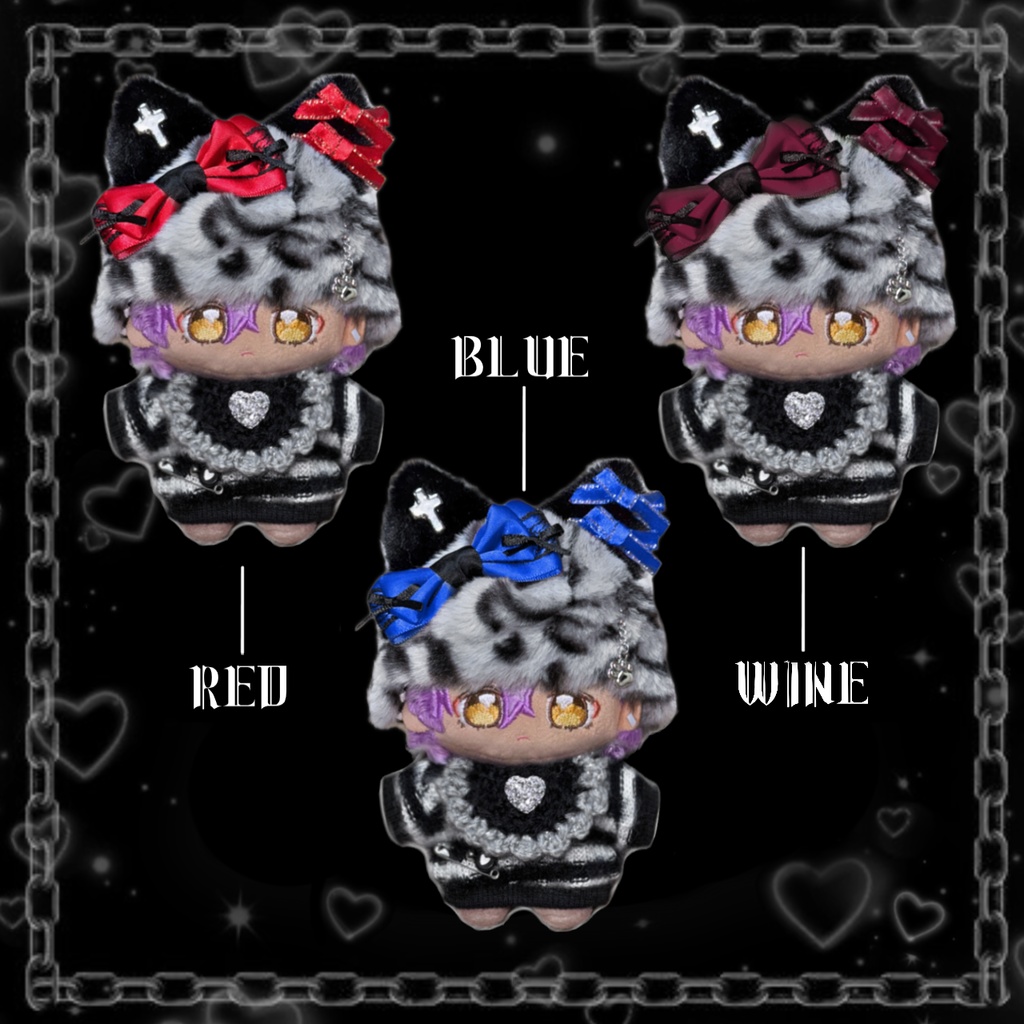 ぬい服 もこもこ猫耳帽子  リボンスタイ セットアップ