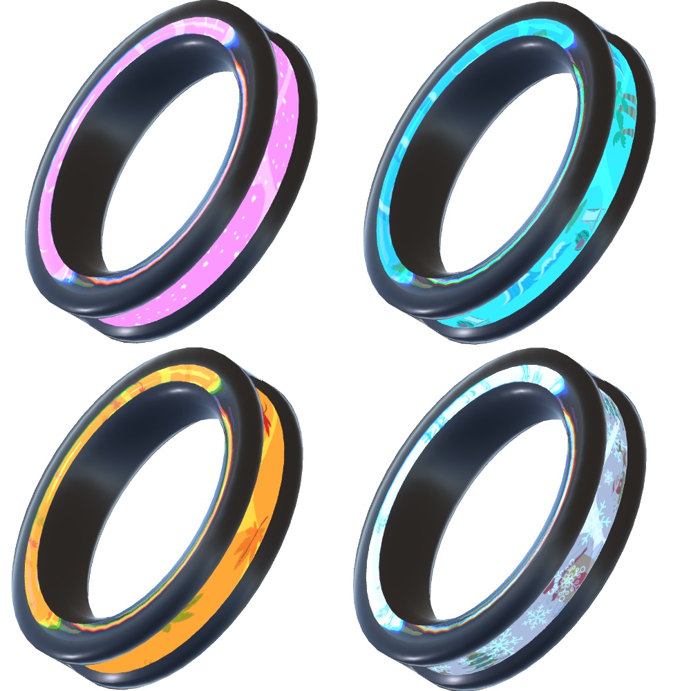 【VRChat専用】春夏秋冬アクア風リング【アクセサリー】