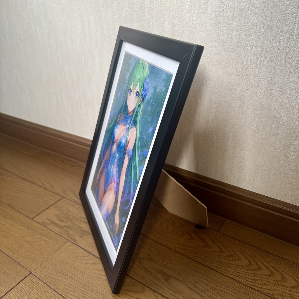 宵の紫陽花妖精|額装イラスト・幻想アート(AI作品)