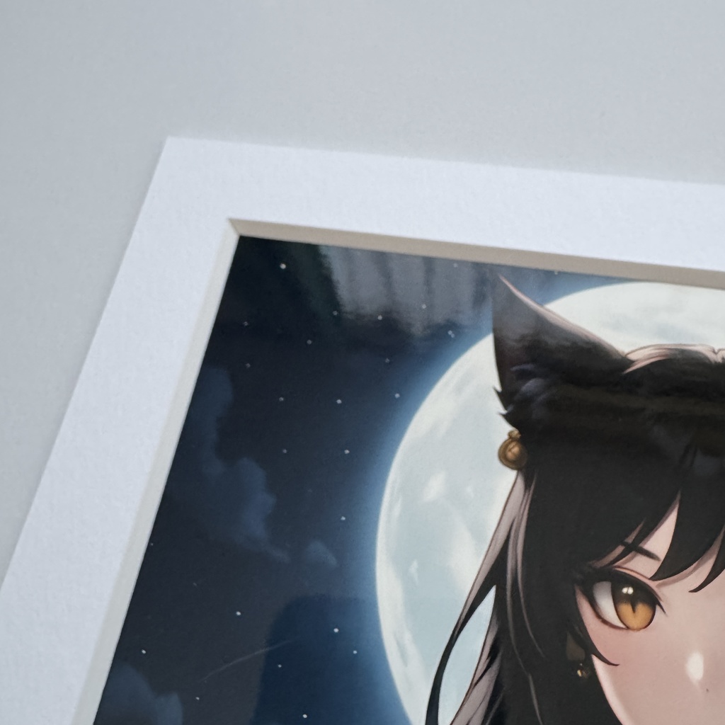 月夜ノ猫又(つきよのねこまた) |額装イラスト・幻想アート(AI作品)