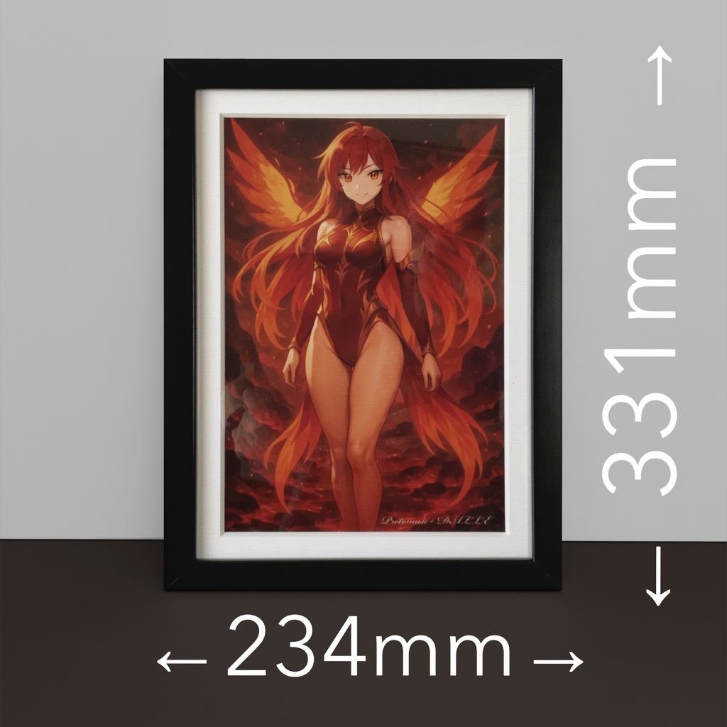 紅蓮の煌めき(ぐれんのきらめき) |額装イラスト・幻想アート(AI作品)