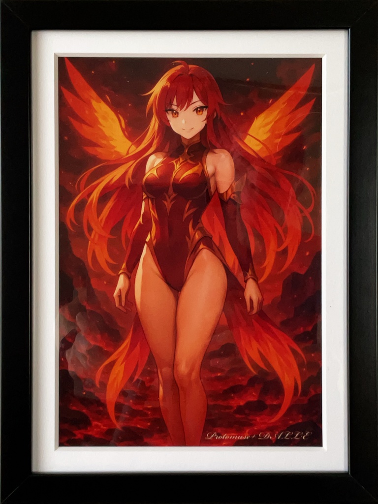 紅蓮の煌めき(ぐれんのきらめき) |額装イラスト・幻想アート(AI作品)