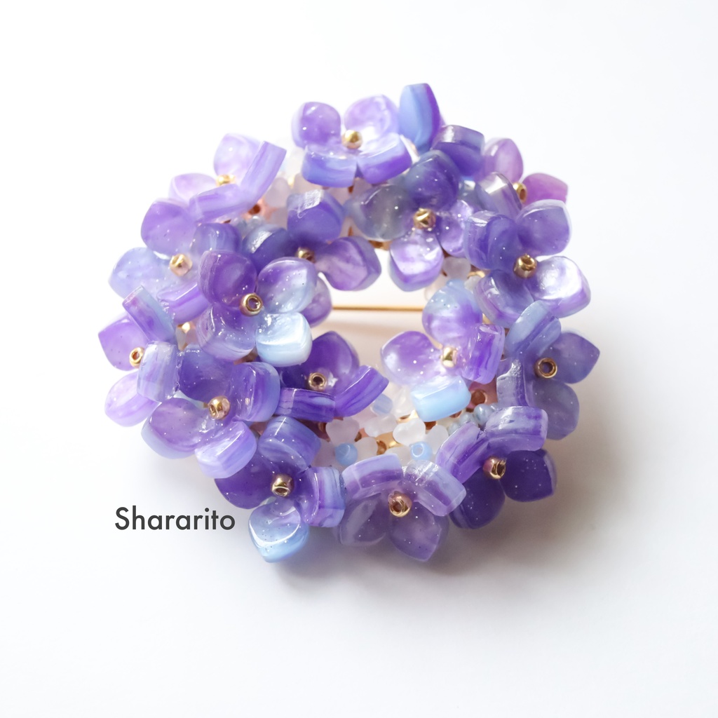 ブローチ 紫陽花 ブルーパープル1 Shararito Booth