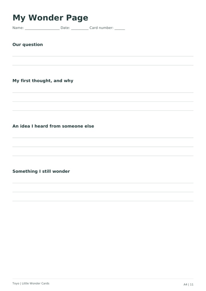 Little Wonder Cards|英語の哲学・会話カード48枚+ワークシート|印刷用PDF