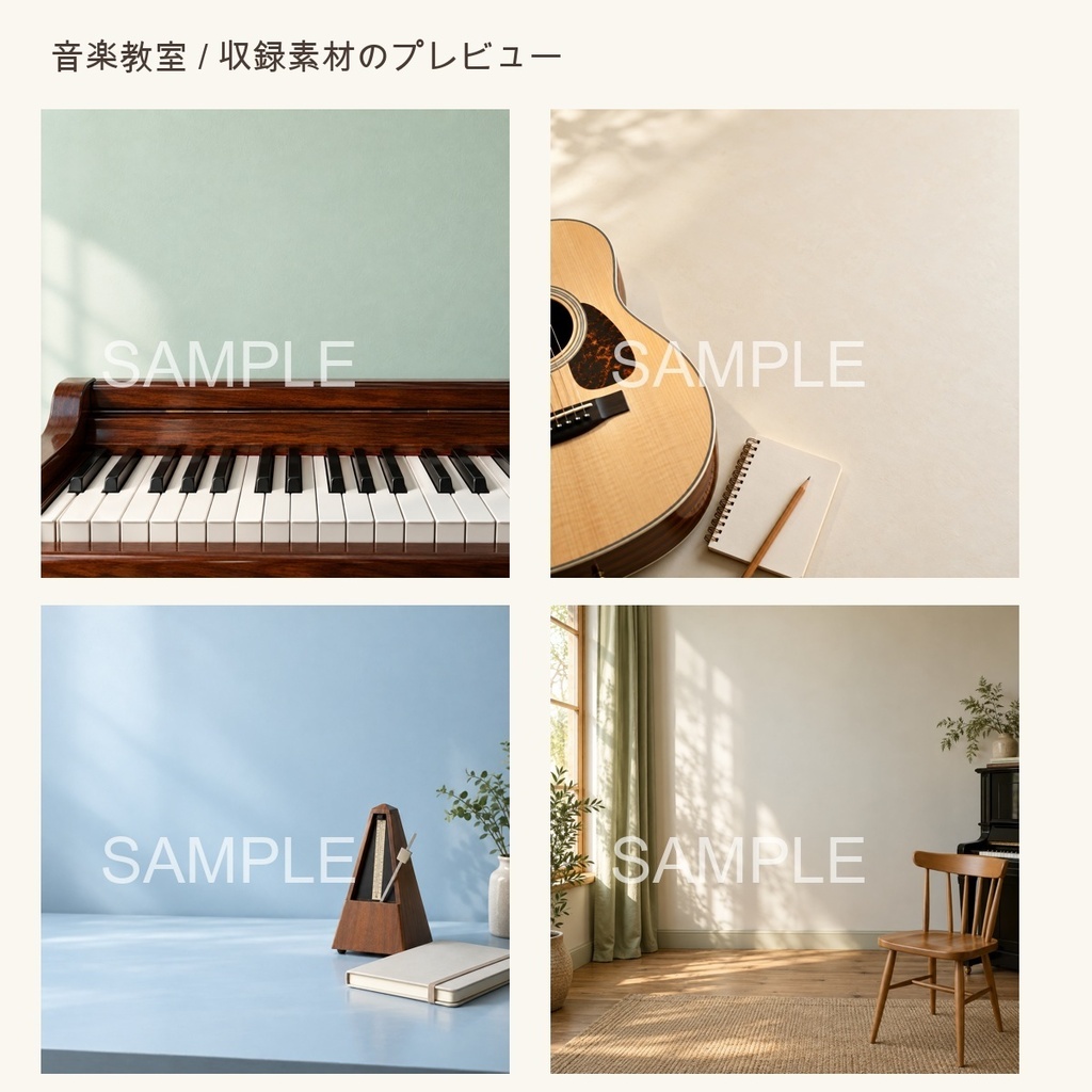 小さなお店のSNS背景素材20|カフェ・サロン・音楽・四季|AI生成PNG