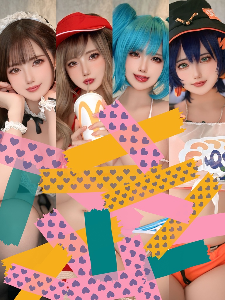 Zenless Zone Zeroリンちゃん(夏ver)💙🧡マックガール🍟🍔NIKKEプリバティ(夏ver)🩵🤍ランダムチェキ➕ランダムブロマイドセット