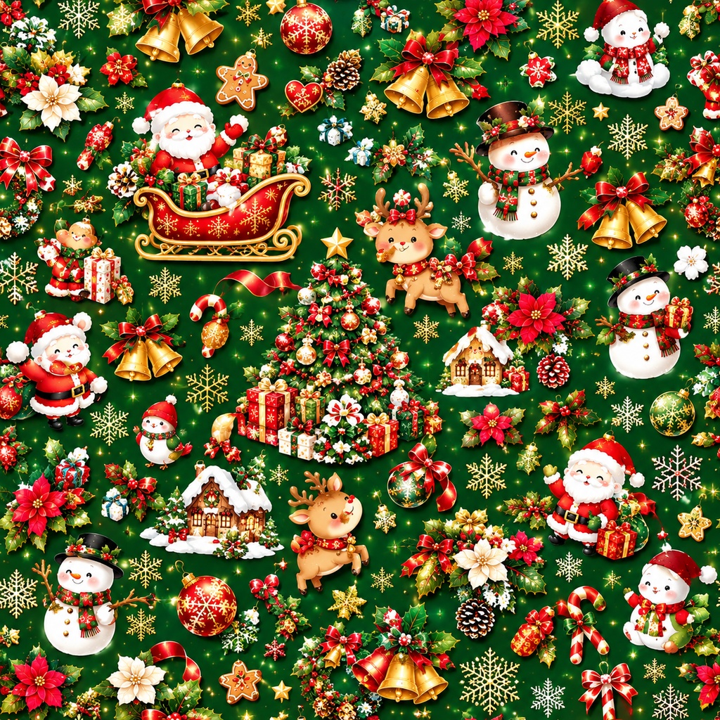 🎄 和風かわいいクリスマス シームレス3パターン 3枚セット🎄