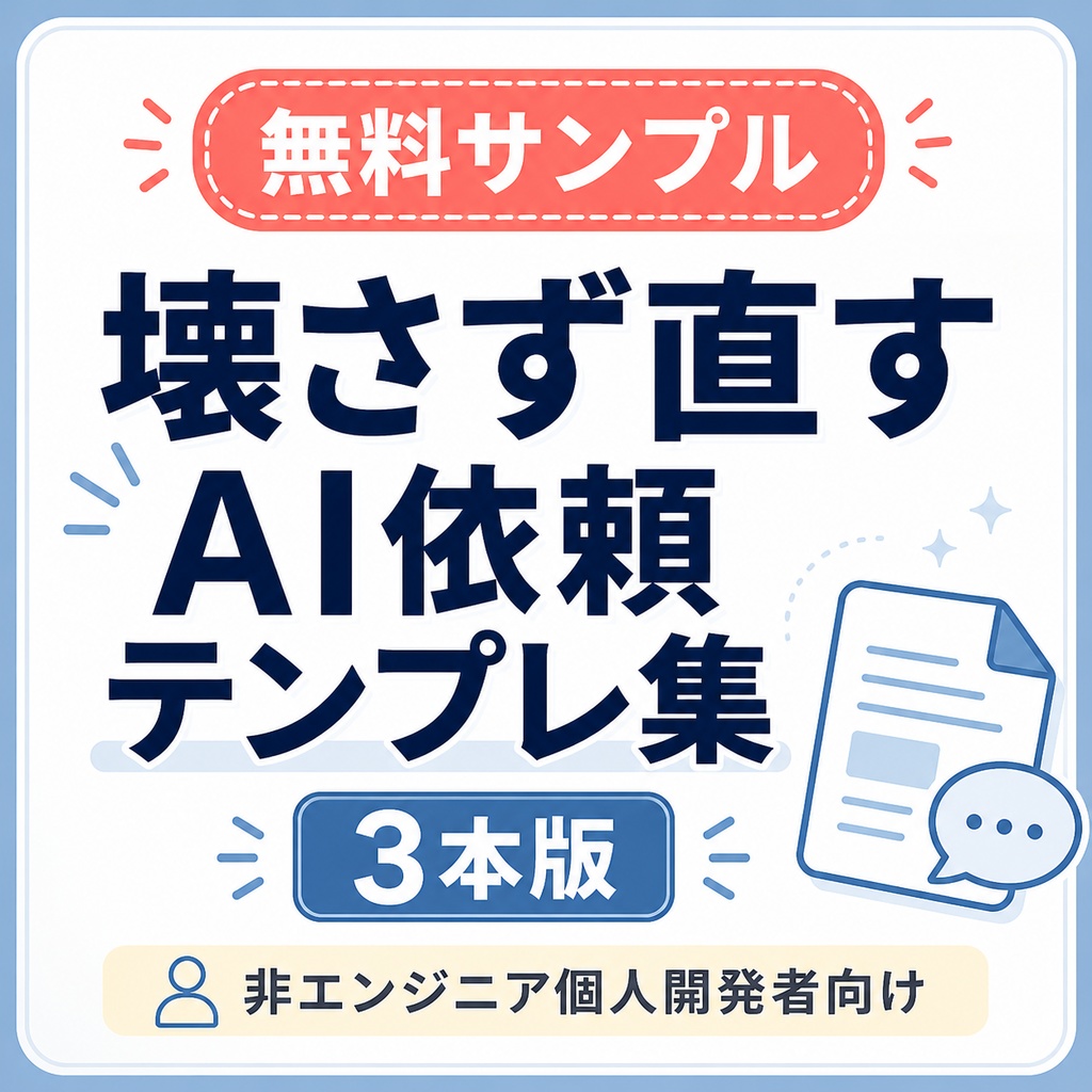 【無料】AIにコードを壊されにくくする依頼テンプレ3本|非エンジニア個人開発者向け