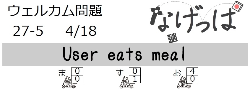 なげっぱウェル問27-5「User eats meal」