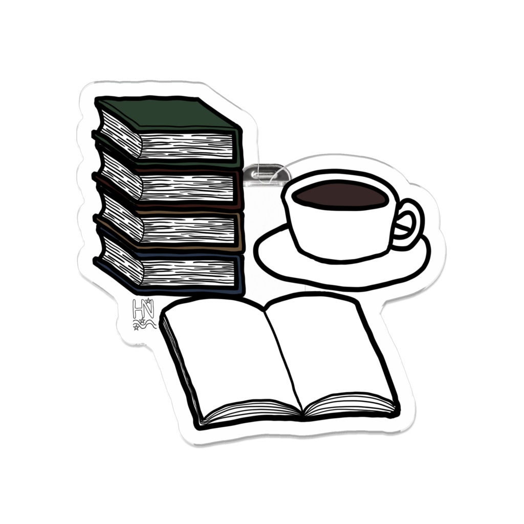 コーヒーと本アクリルバッジ
