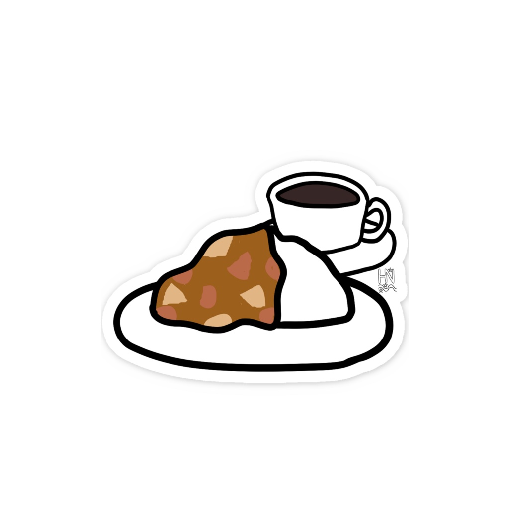 カレーライスとコーヒースマホステッカー