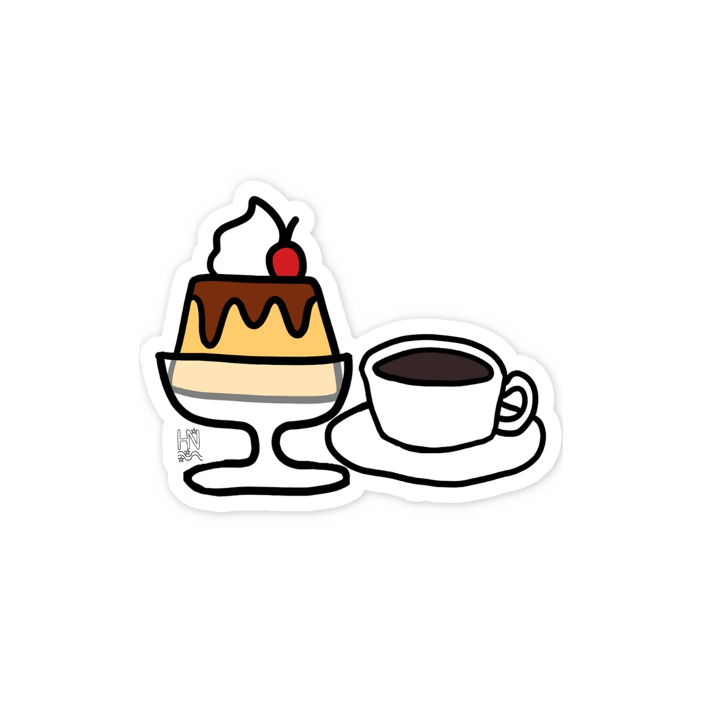 プリンとコーヒースマホステッカー