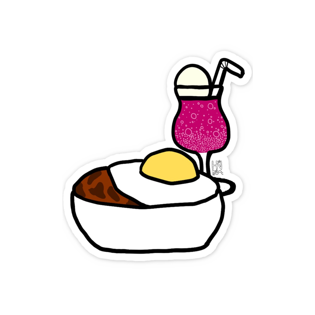 ロコモコとピンクソーダスマホステッカー