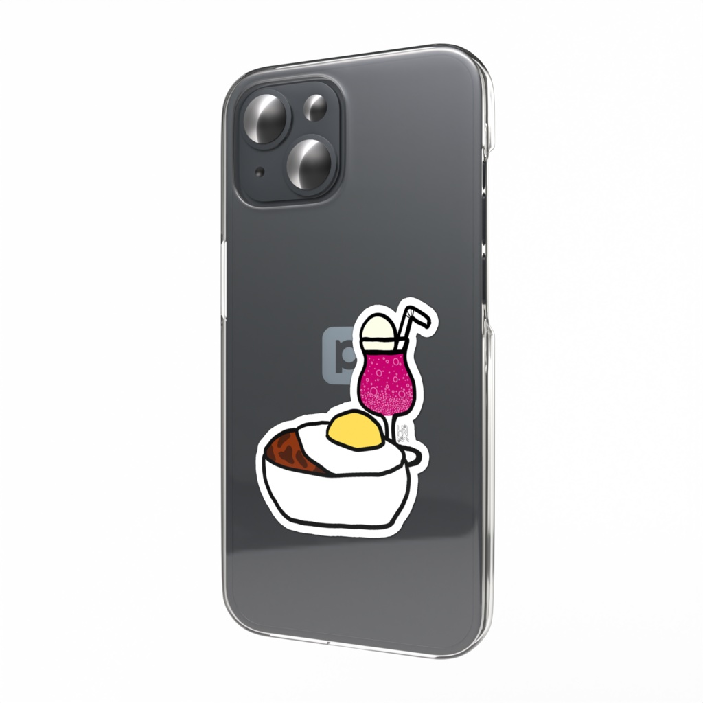 ロコモコとピンクソーダスマホステッカー