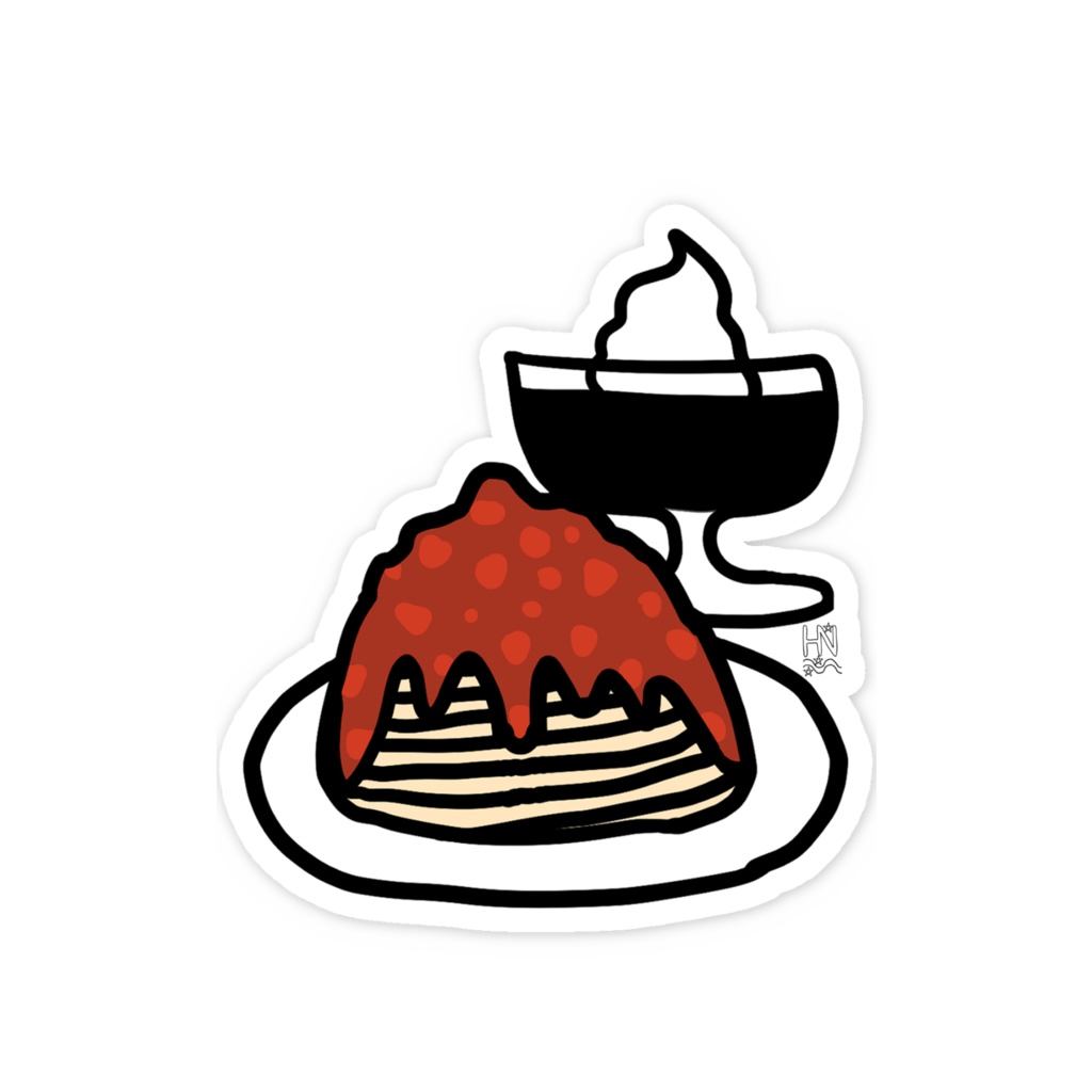 ミートソースパスタとコーヒーゼリースマホステッカー