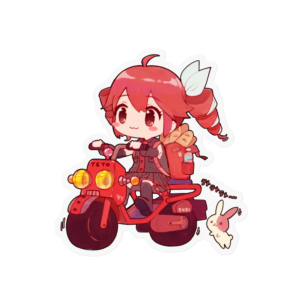 テトさん＆バイク(改) クリアステッカー
