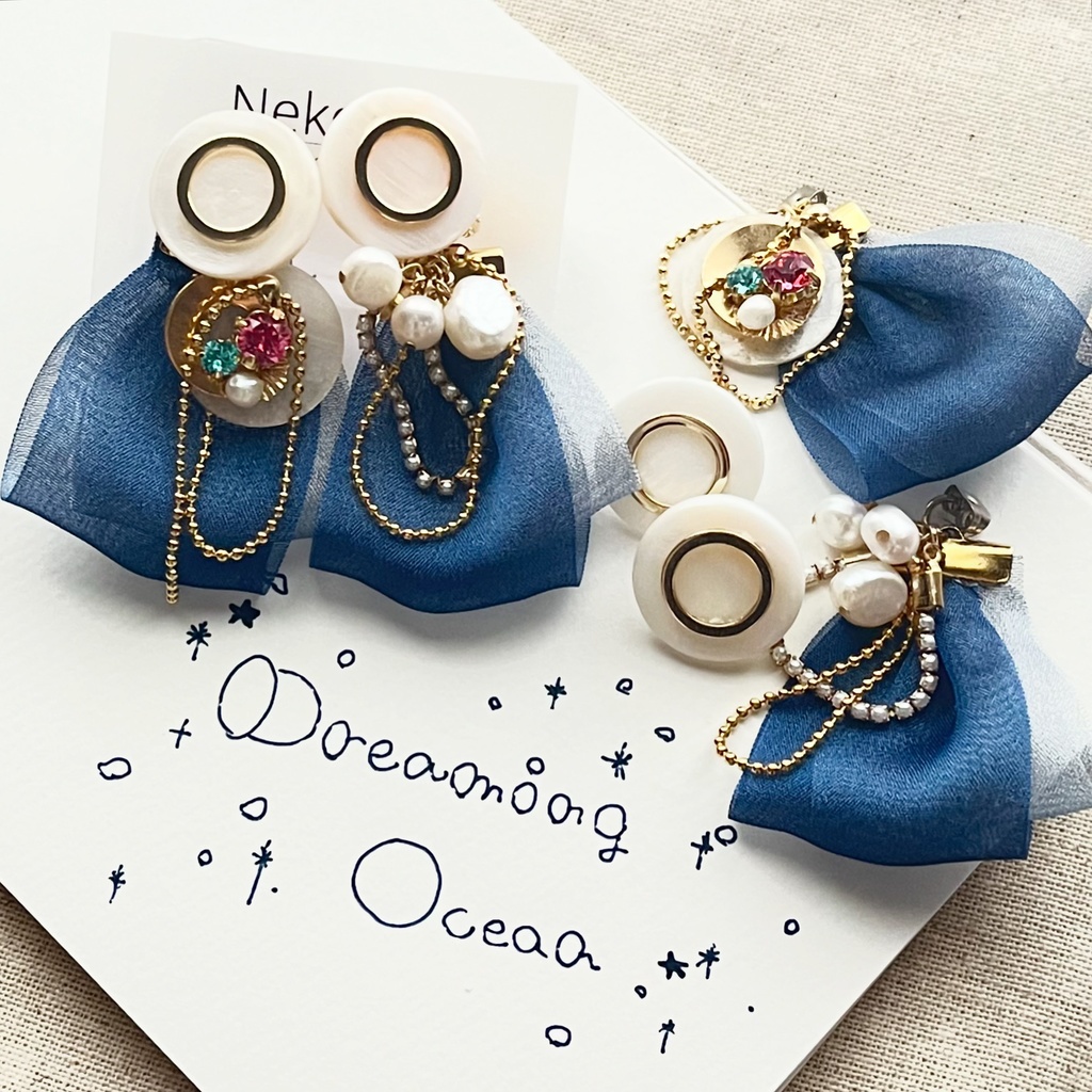 fine Dreaming Ocean 2way揺れるアシンメトリーピアス/イヤリング