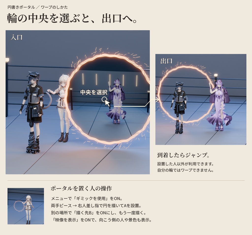 どこぞの魔法使いの 円書きポータル|導入ガイド付き【アバターギミック】