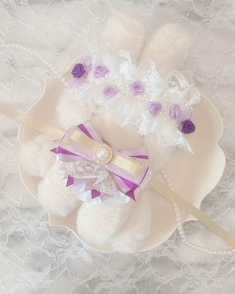 おすわり ぬい服 10cm 着ぐるみ うさぎ ホワイト パープル ゴールド