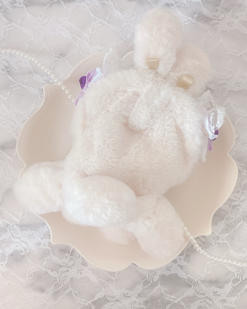 おすわり ぬい服 10cm 着ぐるみ うさぎ ホワイト パープル ゴールド