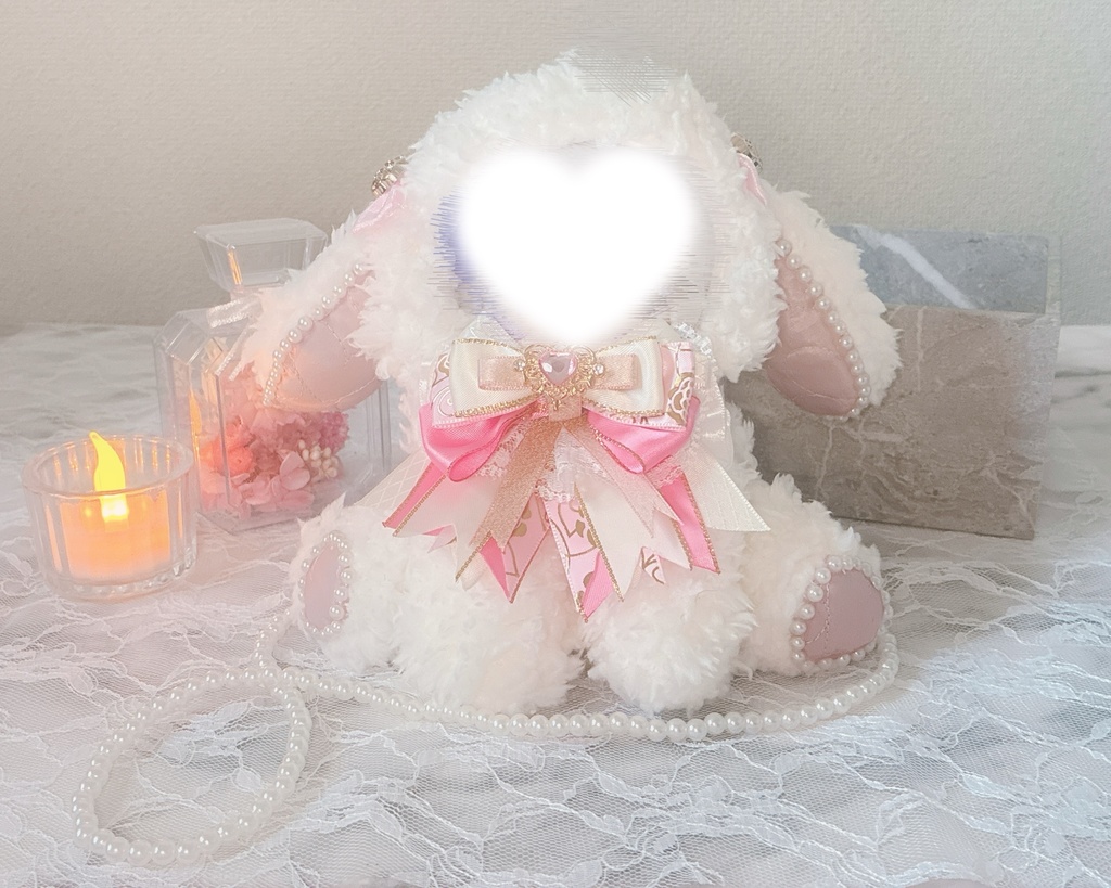おすわり ぬい服 16cm 着ぐるみ うさぎ ホワイト ピンク クリーム