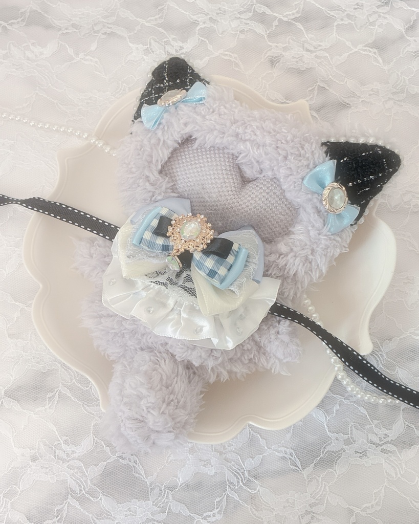 ぬい服 16cm 着ぐるみ ねこ グレー ブルー ブラック