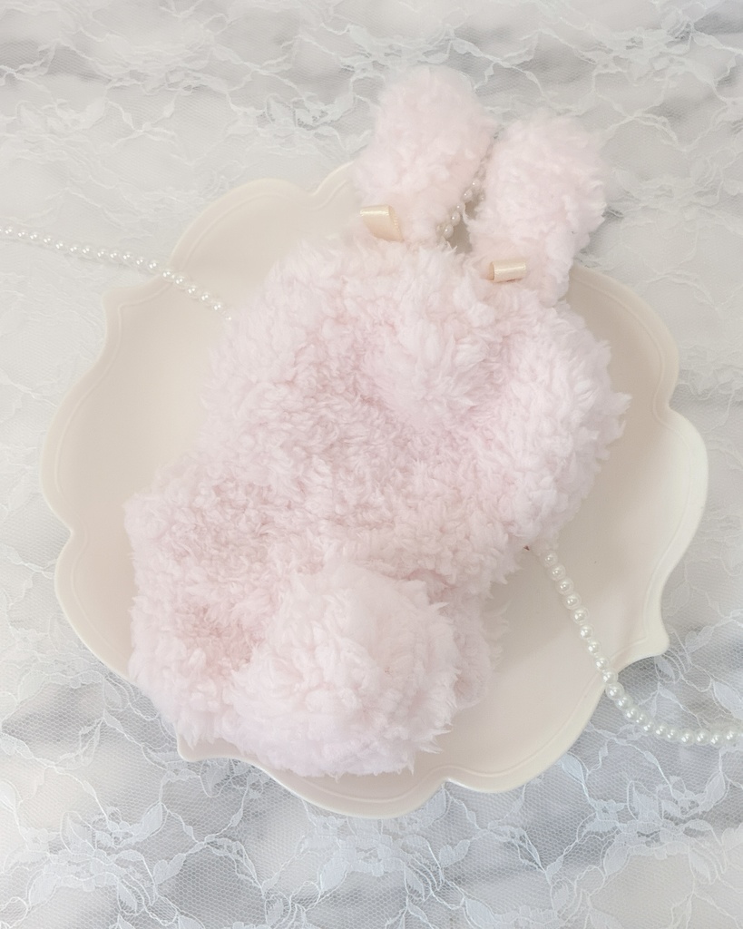 ぬい服 16cm 着ぐるみ うさぎ ピンク レッド クリーム