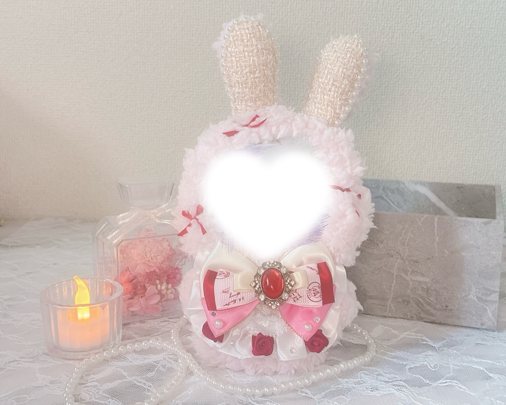 ぬい服 16cm 着ぐるみ うさぎ ピンク レッド クリーム