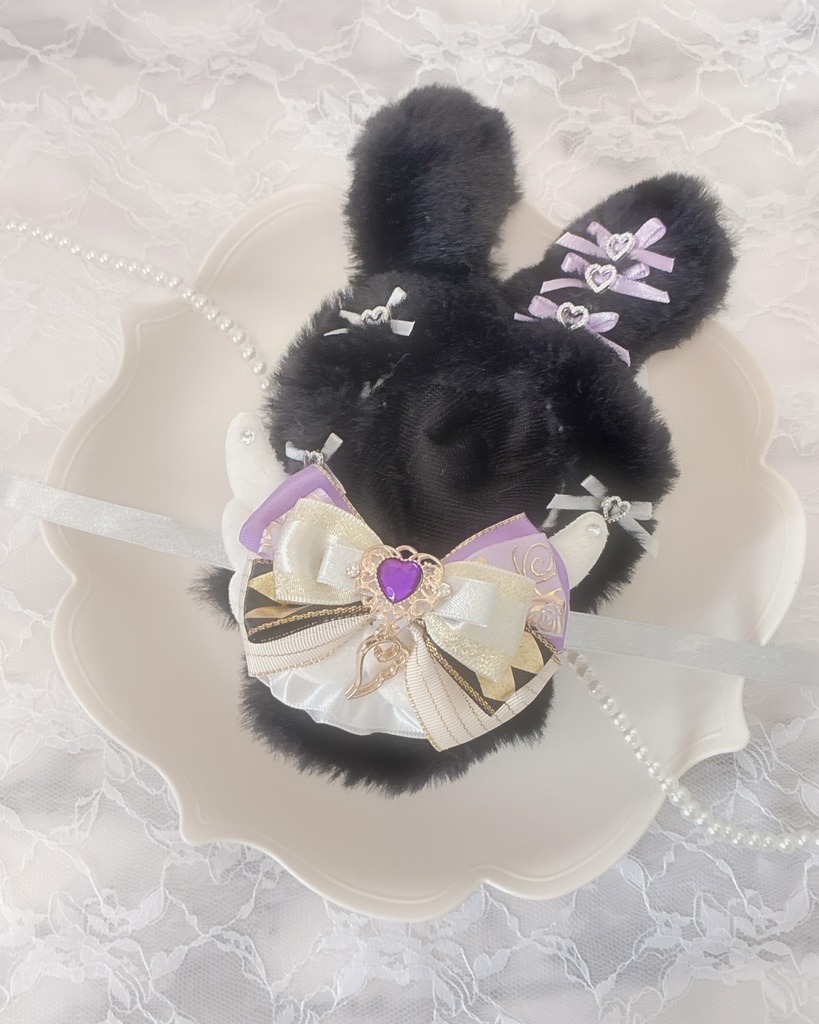 ぬい服 10cm 着ぐるみ うさぎ ブラック パープル ゴールド