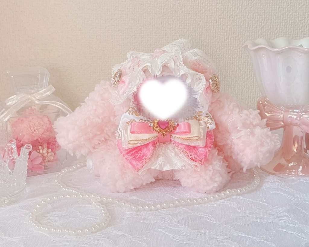 おすわり ぬい服 10cm 着ぐるみ うさぎ 垂れ耳 ピンク ホワイト クリーム