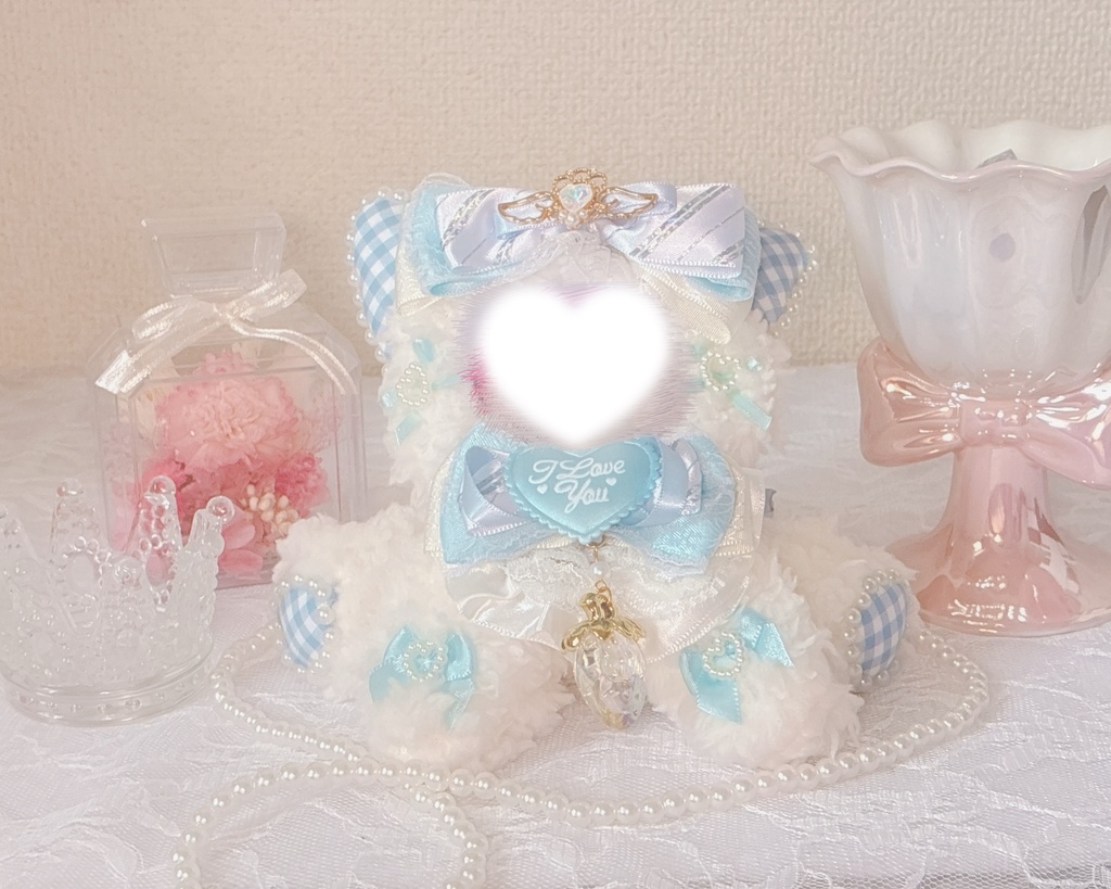 おすわり ぬい服 10cm 着ぐるみ ねこ ホワイト ブルー ゴールド