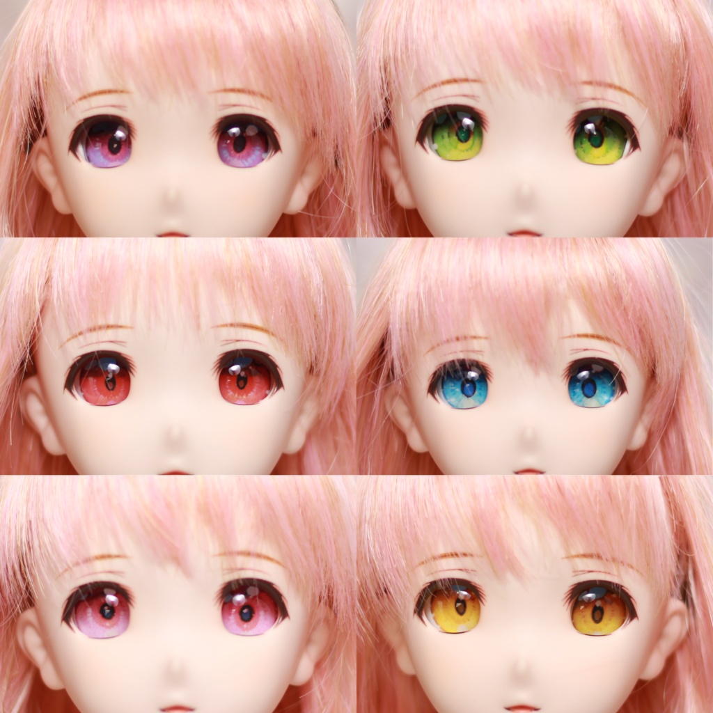 レジンアイ　追視タイプ　６色×６サイズ（22mm、20mm、18mm、16mm、14mm、12mm）
