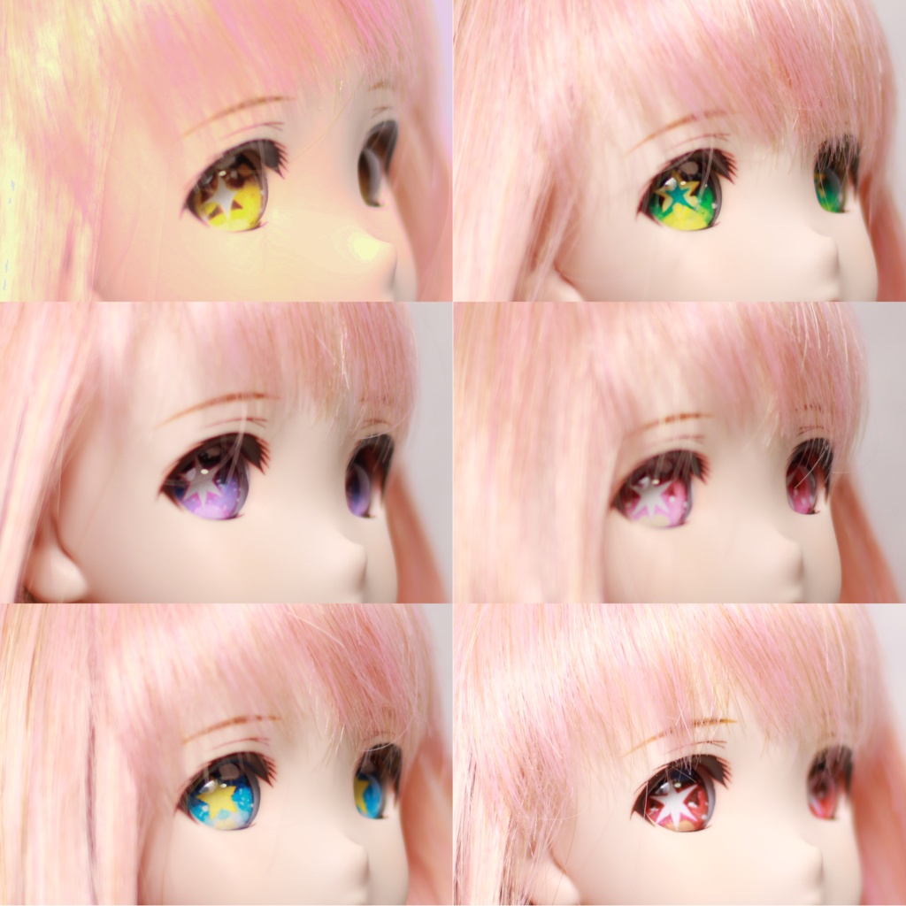 レジンアイ　ドールアイ　星の瞳　追視タイプ　大きめサイズ　６色×４サイズ（22mm、20mm、18mm、16mm）