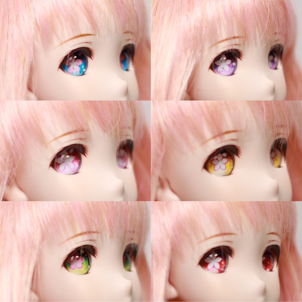 レジンアイ　ドールアイ　花の瞳　追視タイプ　大きめサイズ　６色×４サイズ（22mm、20mm、18mm、16mm）
