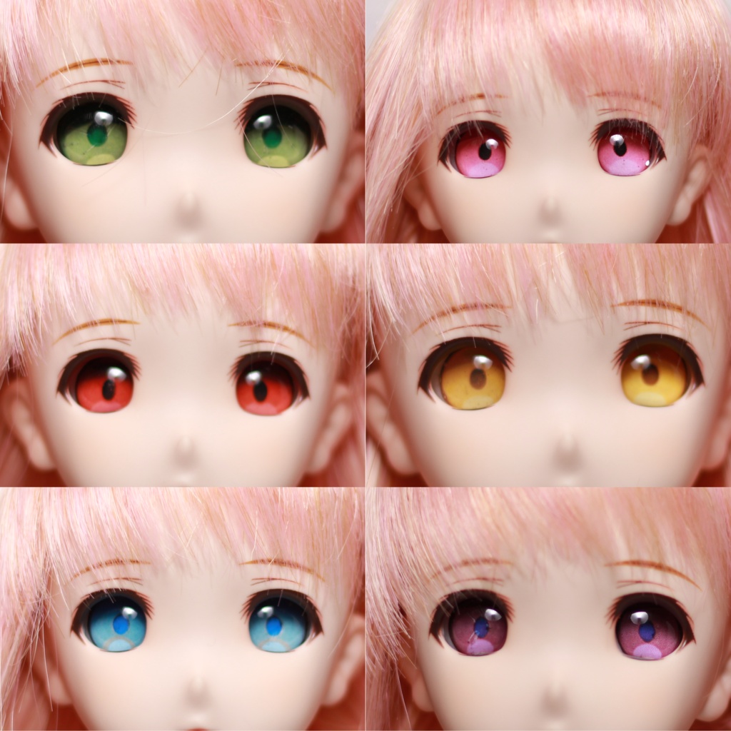 レジンアイ　ドールアイ　病の瞳　追視タイプ　小さめサイズ　６色×４サイズ（14mm、12mm、10mm、8mm）