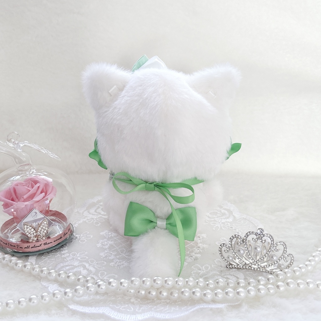 【ツイードリボンシリーズ・グリーン🎀】ぬい服 着ぐるみ 11cm ちびぐるみ