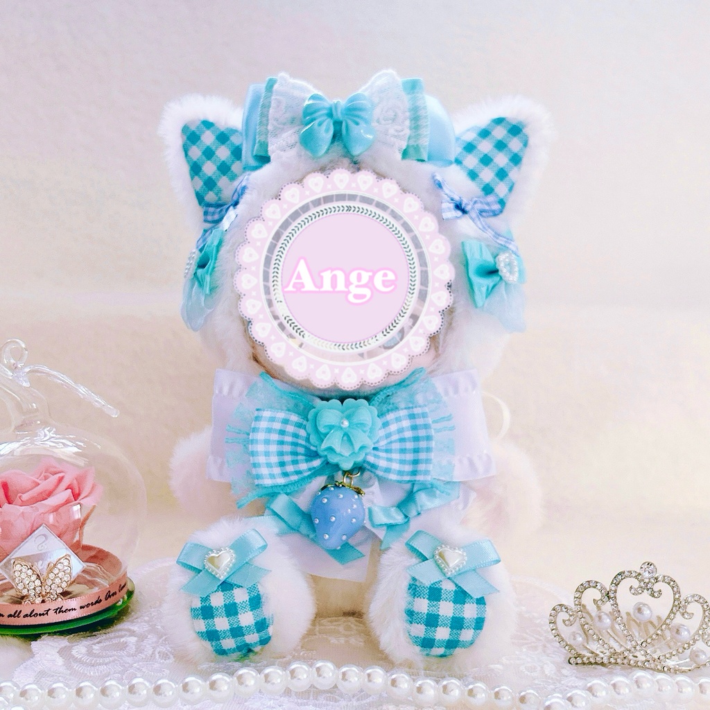 【sweet strawberry cat・ブルー🍓】ぬい服 着ぐるみ 16cm