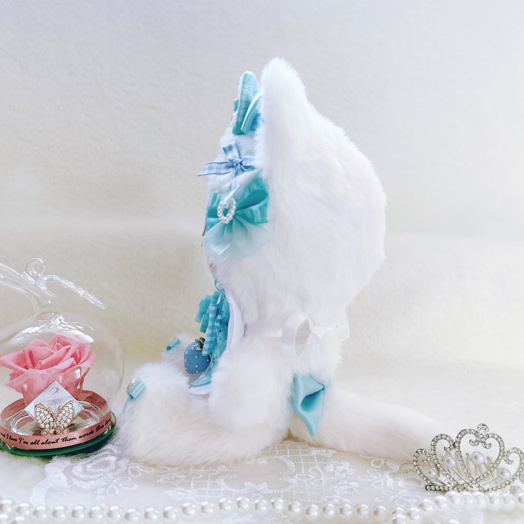 【sweet strawberry cat・ブルー🍓】ぬい服 着ぐるみ 16cm