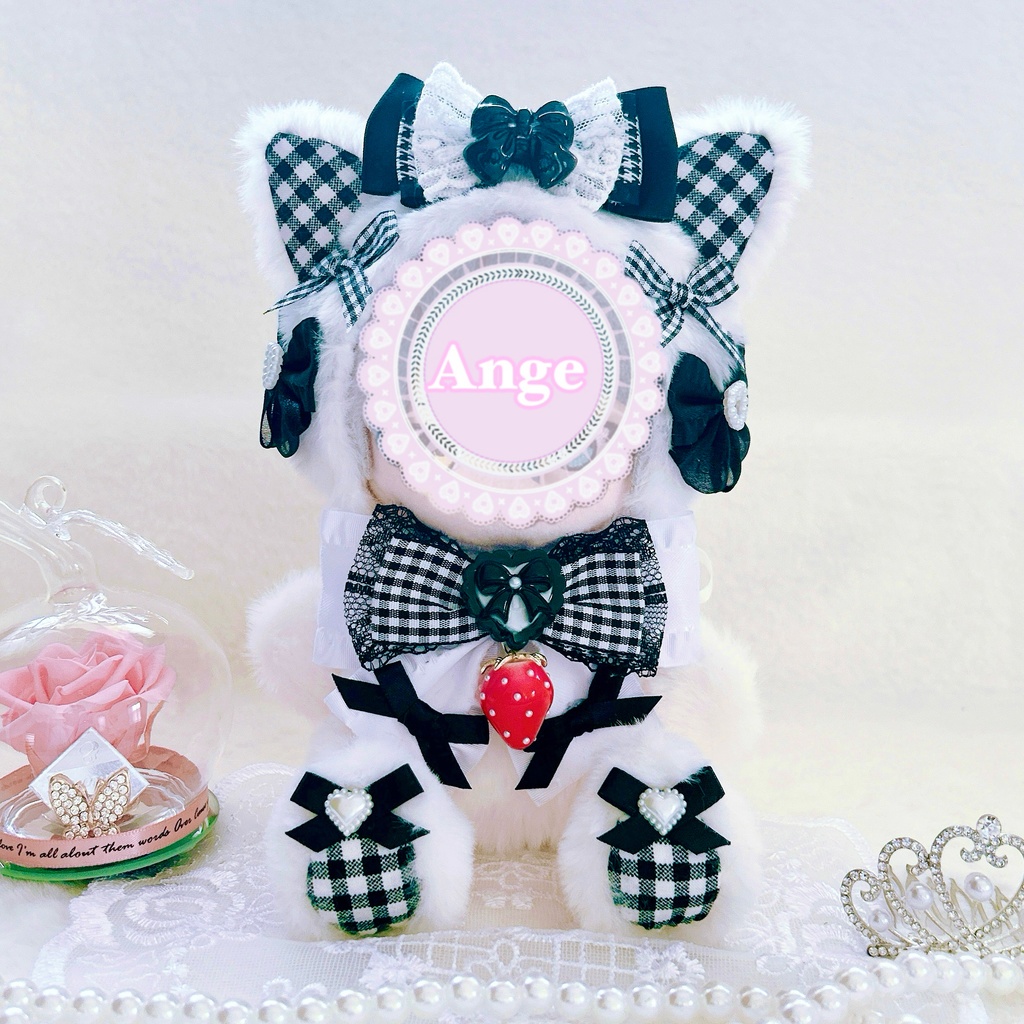【sweet strawberry cat・ブラック🍓】ぬい服 着ぐるみ 16cm