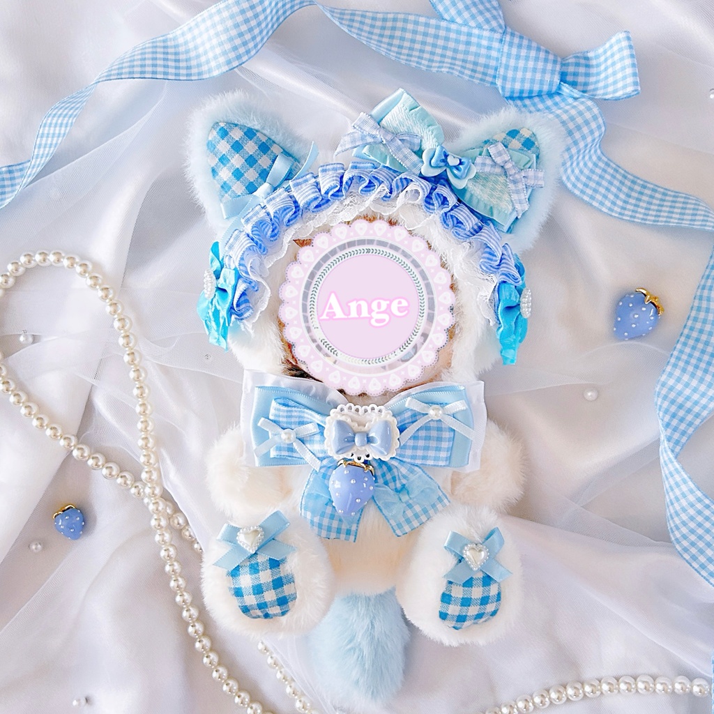 【sweet strawberry cat・ブルー🍓】ぬい服 着ぐるみ 16cm