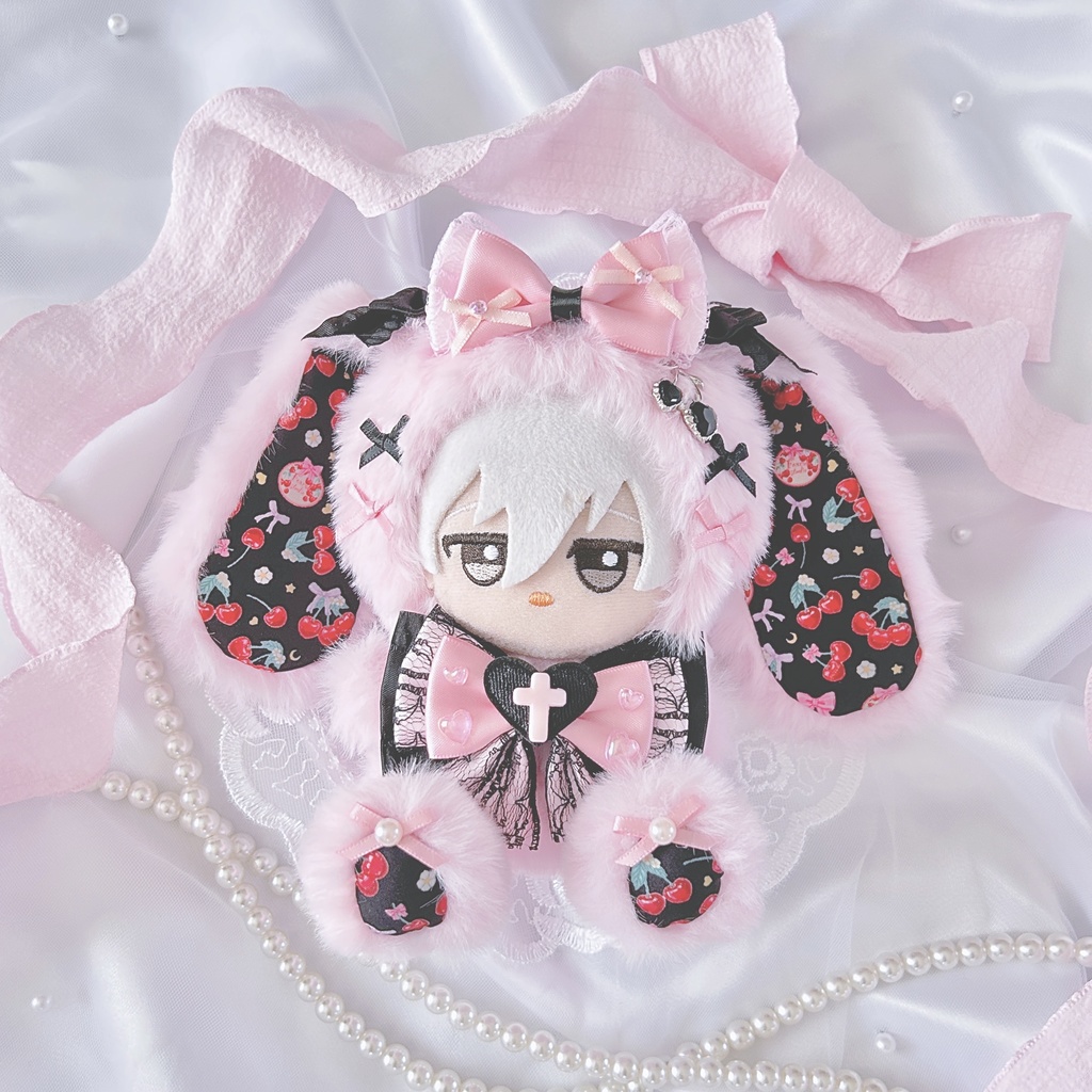 【ブラックチェリー♡ラビット】ぬい服 着ぐるみ 11cm ちびぐるみ