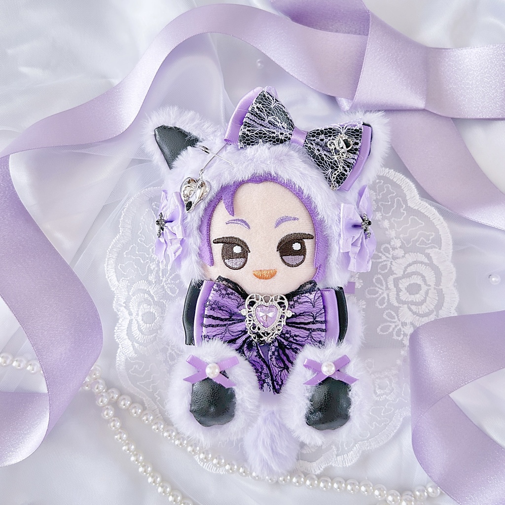 【フェイクレザー★キャット🐾】ぬい服 着ぐるみ 11cm ちびぐるみ