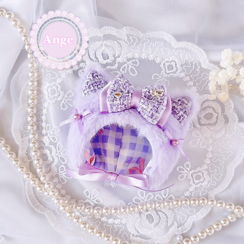 【ツイード💜キャット】ぬい服 ぬい服着ぐるみ 被り物 ぬい服10cm