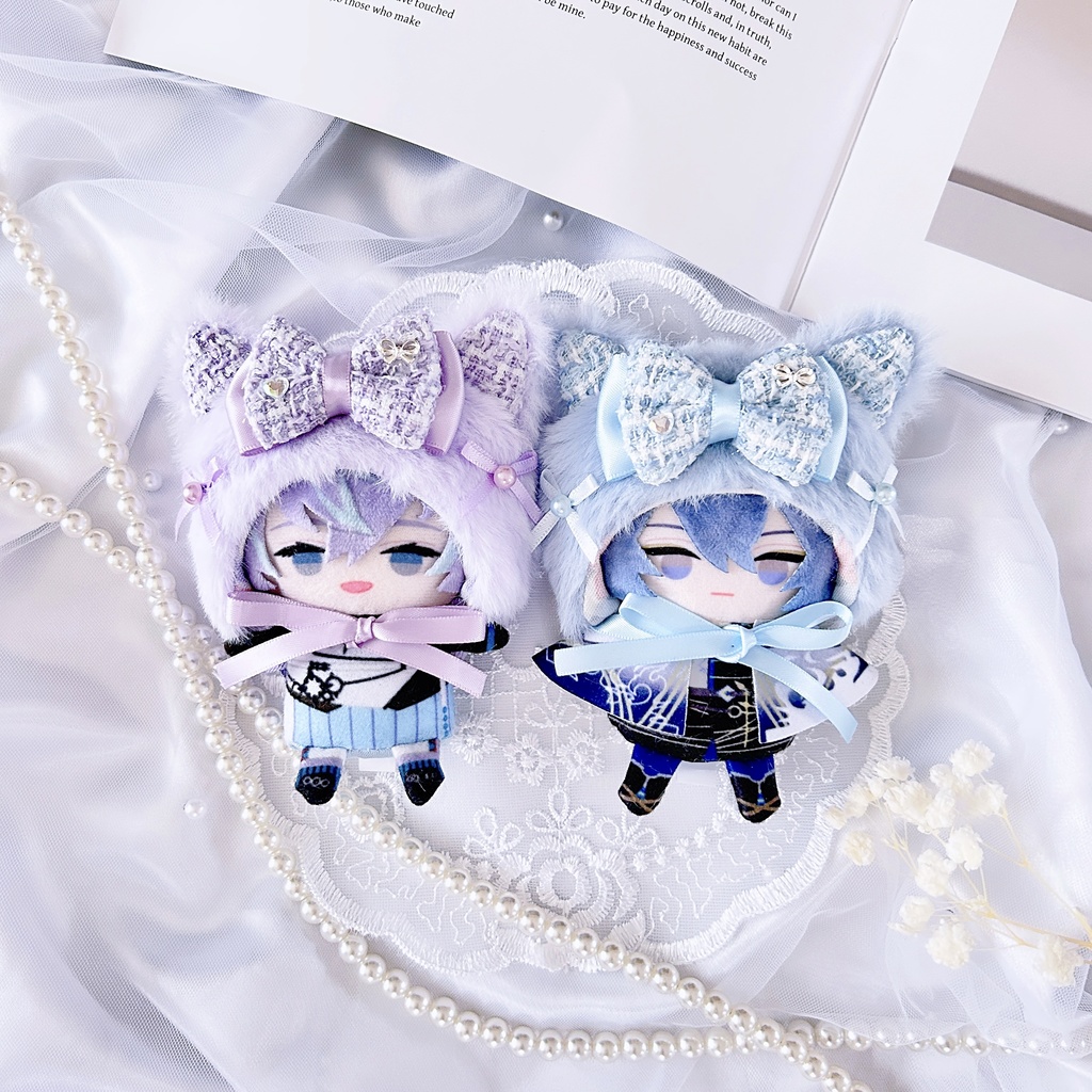 【ツイード💜キャット】ぬい服 ぬい服着ぐるみ 被り物 ぬい服10cm