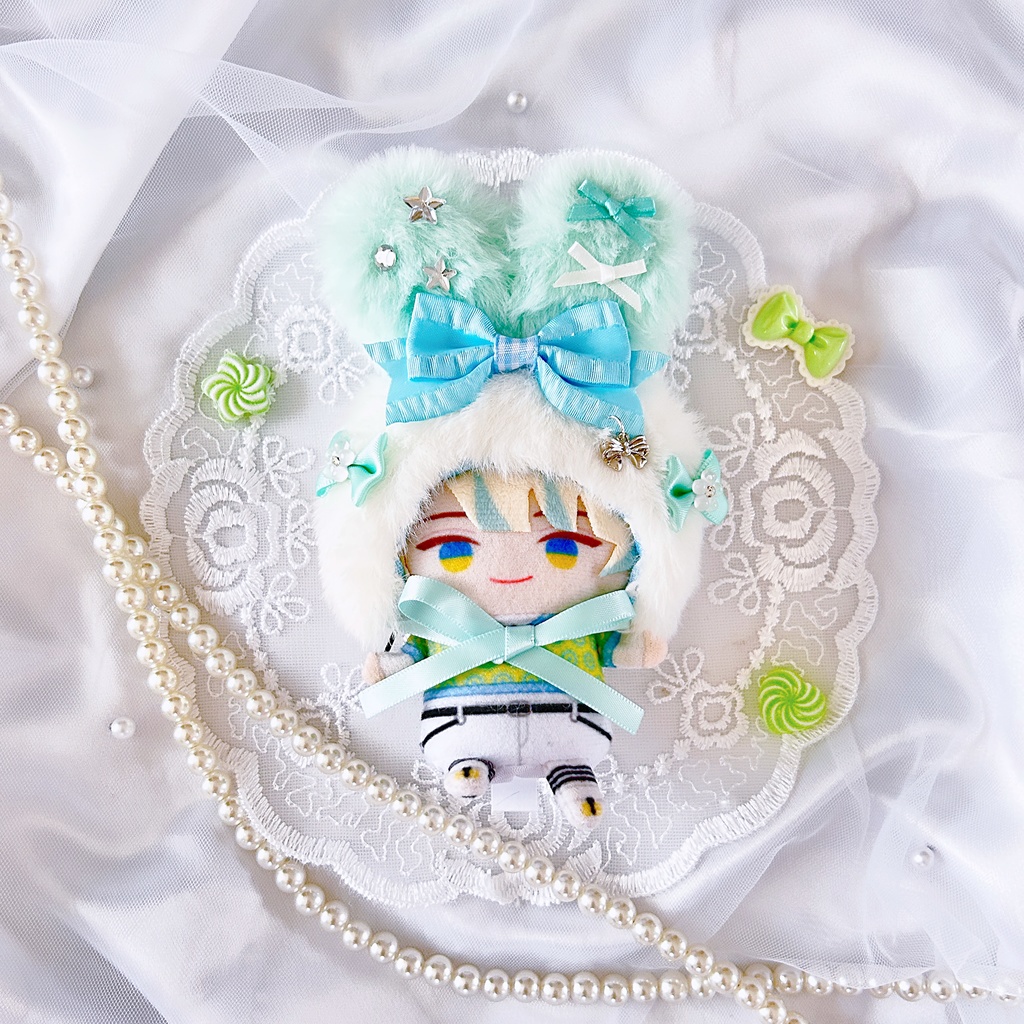 【ふわふわたち耳うさぎ🐰】ぬい服 ぬい服着ぐるみ 被り物 ぬい服10cm