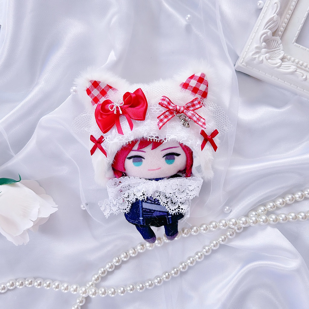 【赤チェックにゃんこ❤️】ぬい服 ぬい服着ぐるみ 被り物 ぬい服10cm