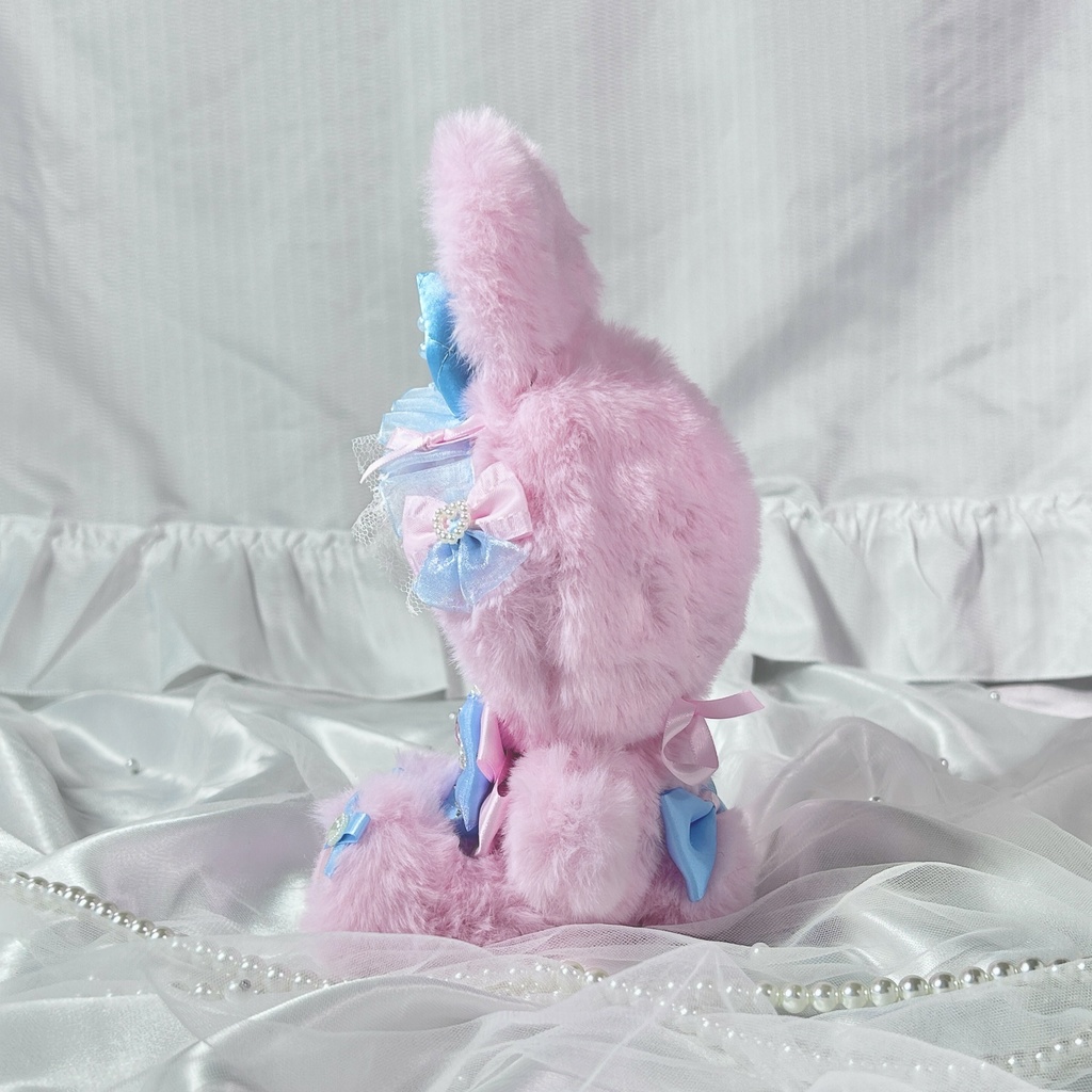 【ピンク×ブルーふわふわうさぎ🐰🎀】ぬい服 着ぐるみ 16cm 着ぐるみ おすわり