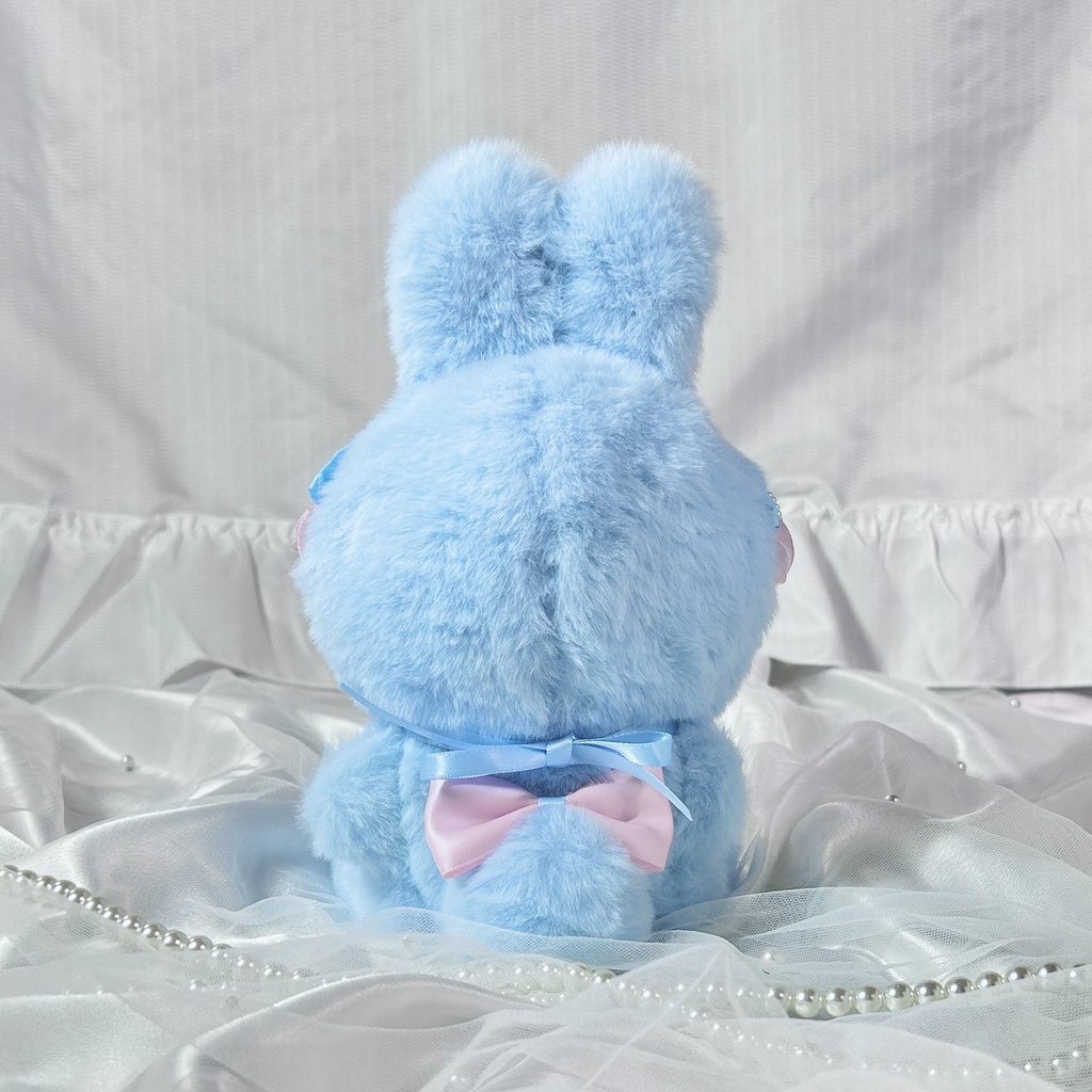 【ピンク×ブルーふわふわうさぎ🐰🎀】ぬい服 着ぐるみ 16cm 着ぐるみ おすわり