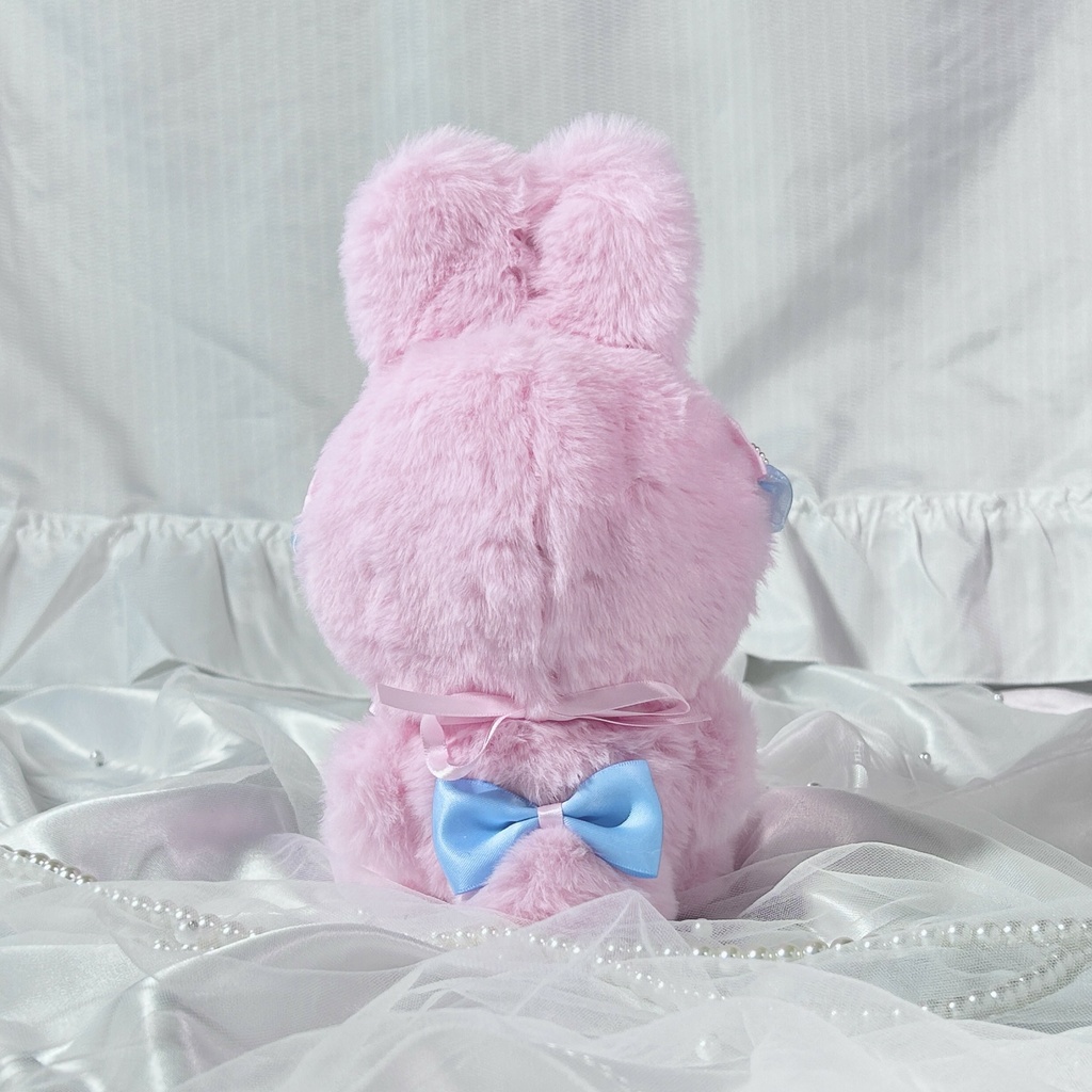 【ピンク×ブルーふわふわうさぎ🐰🎀】ぬい服 着ぐるみ 16cm 着ぐるみ おすわり