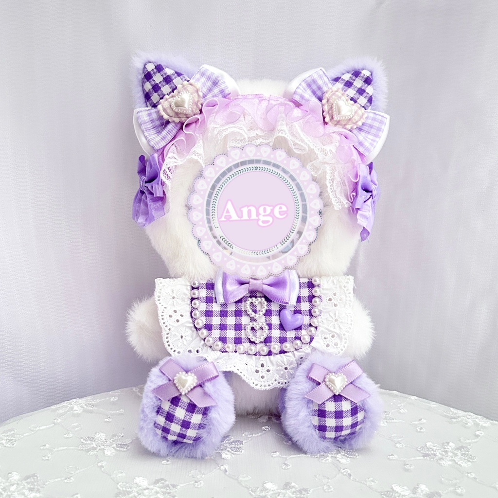 【ギンガムチェックスイートベイビー🍼】ぬい服 着ぐるみ 16cm おすわり